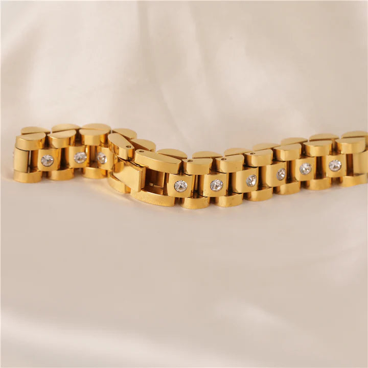 Stainless steel Gold charming Zirconic hand chain bracelet