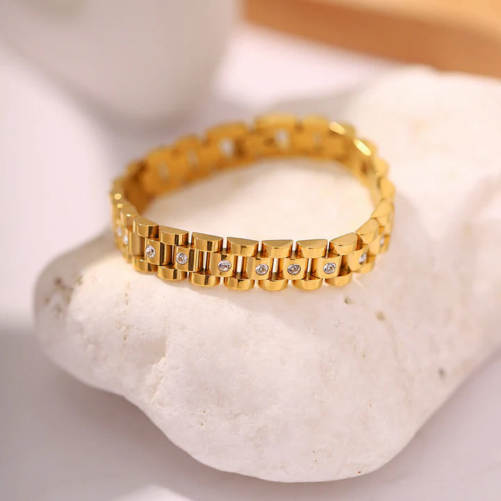 Stainless steel Gold charming Zirconic hand chain bracelet