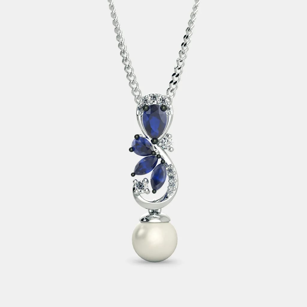 Blue Safire with Fresh Water Pearl pendant