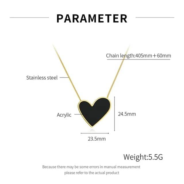 Black Big Heart Light Luxury Clavicle Chain