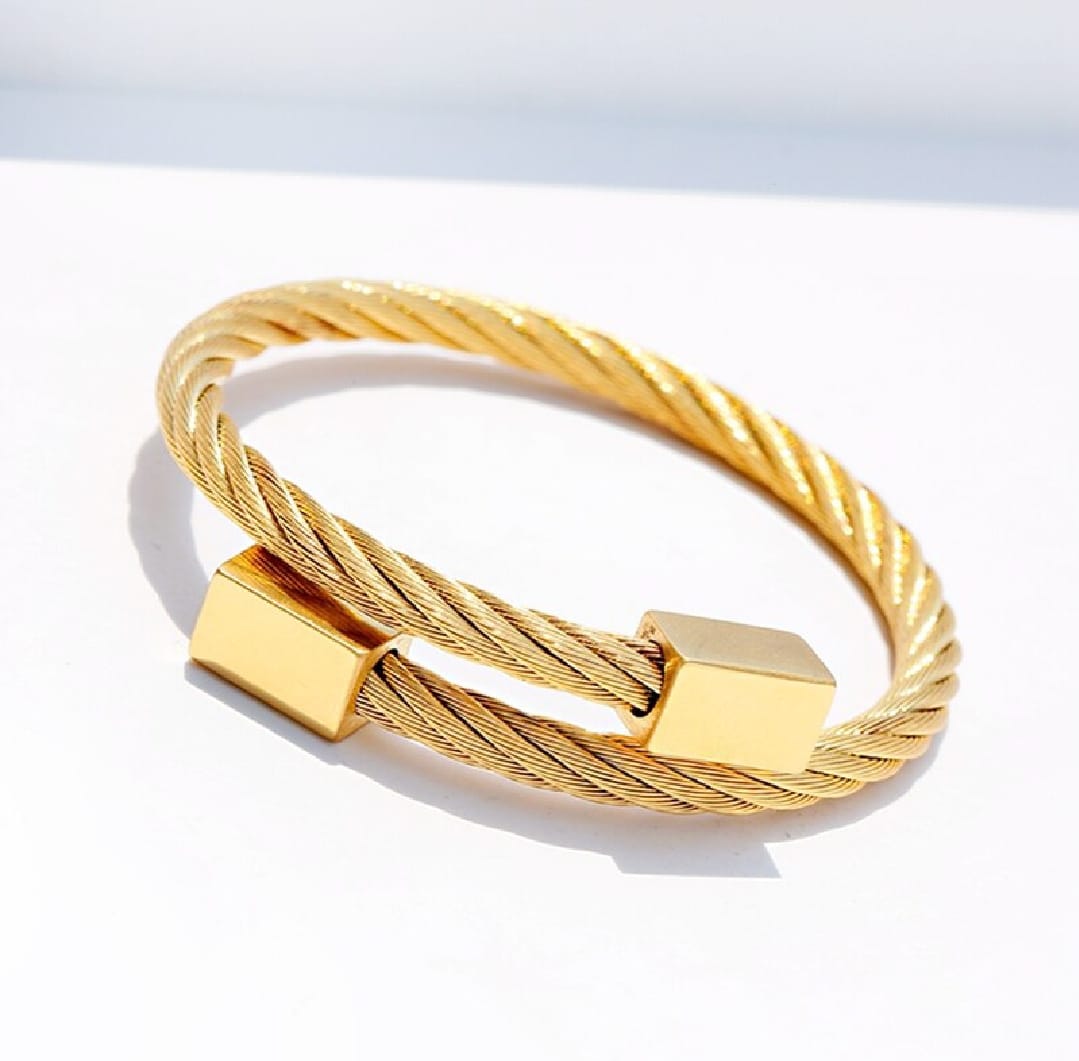Cable Wire Golden Bracelet