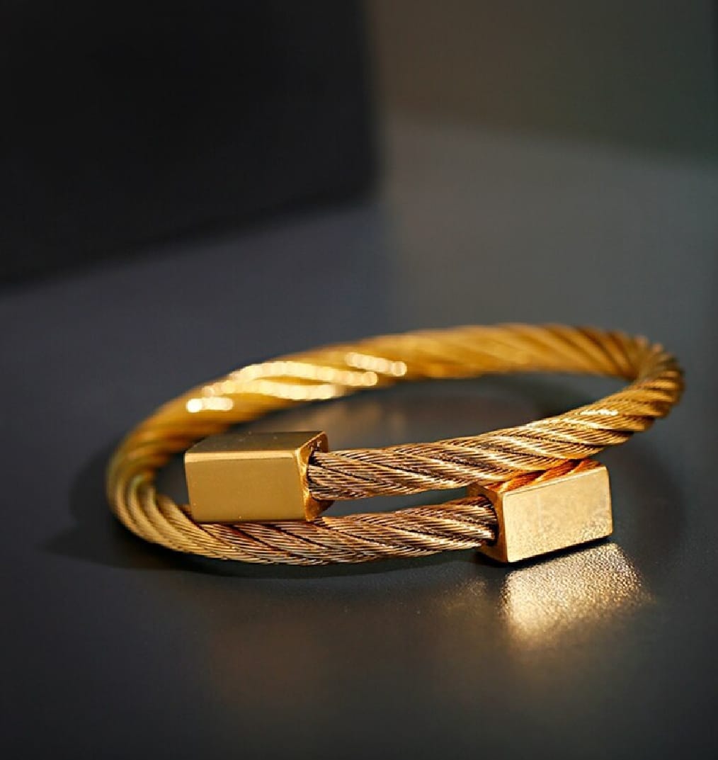Cable Wire Golden Bracelet