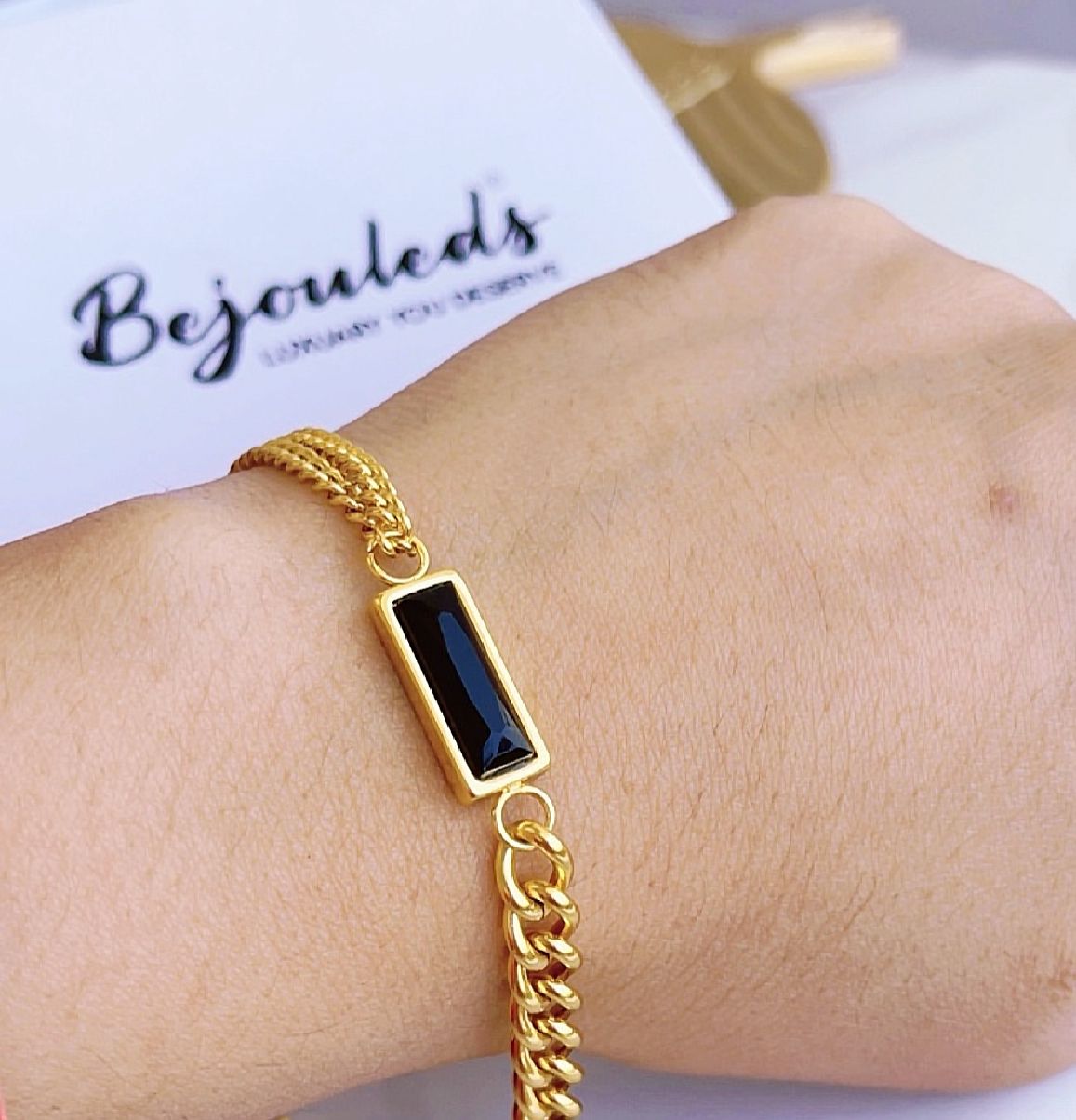 Classic Geometric Black stone Bracelet
