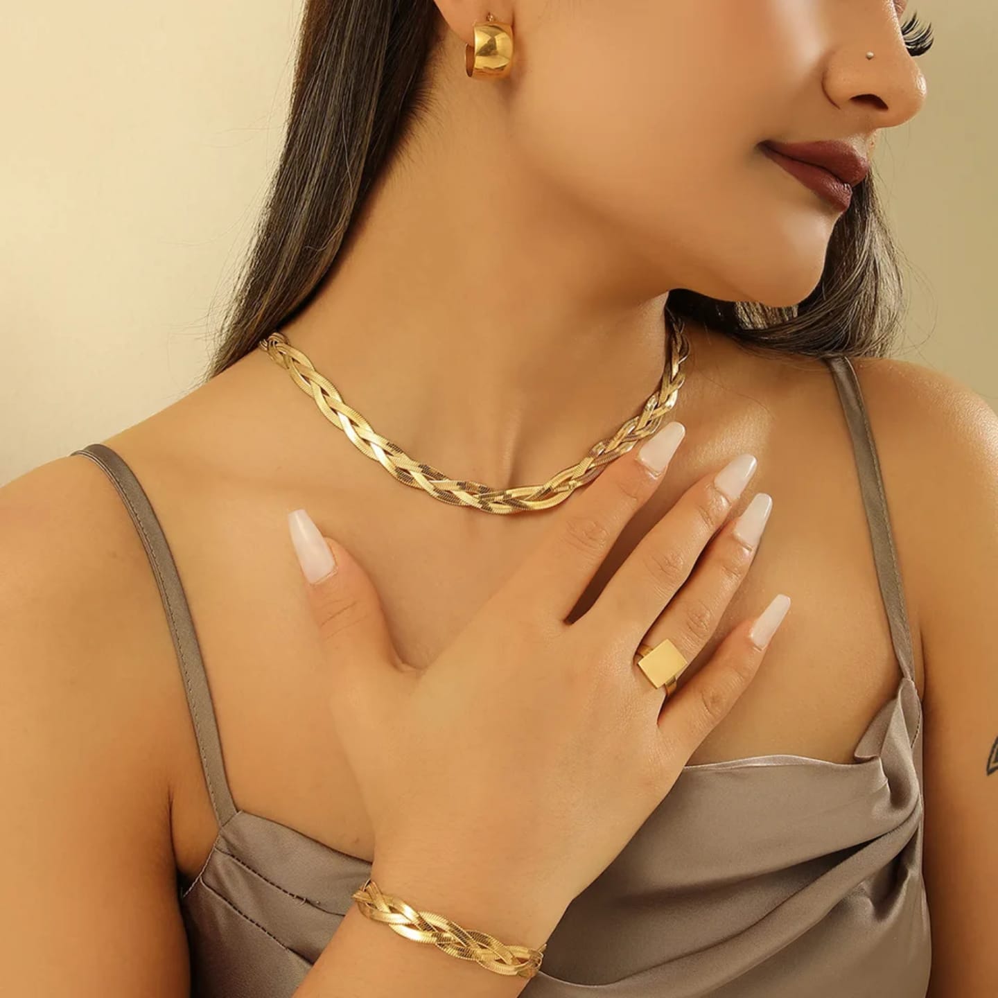 Triple Check Chain Bracelet and Necklace