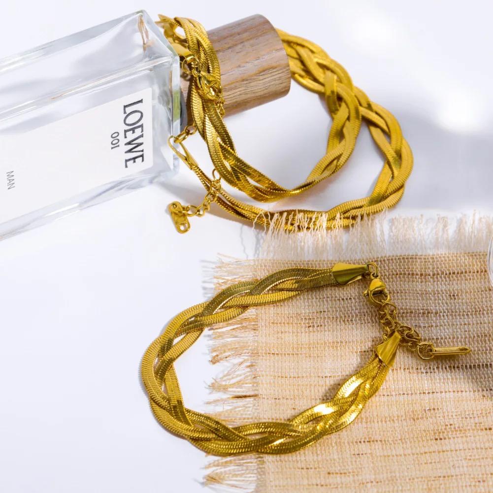 Triple Check Chain Bracelet and Necklace