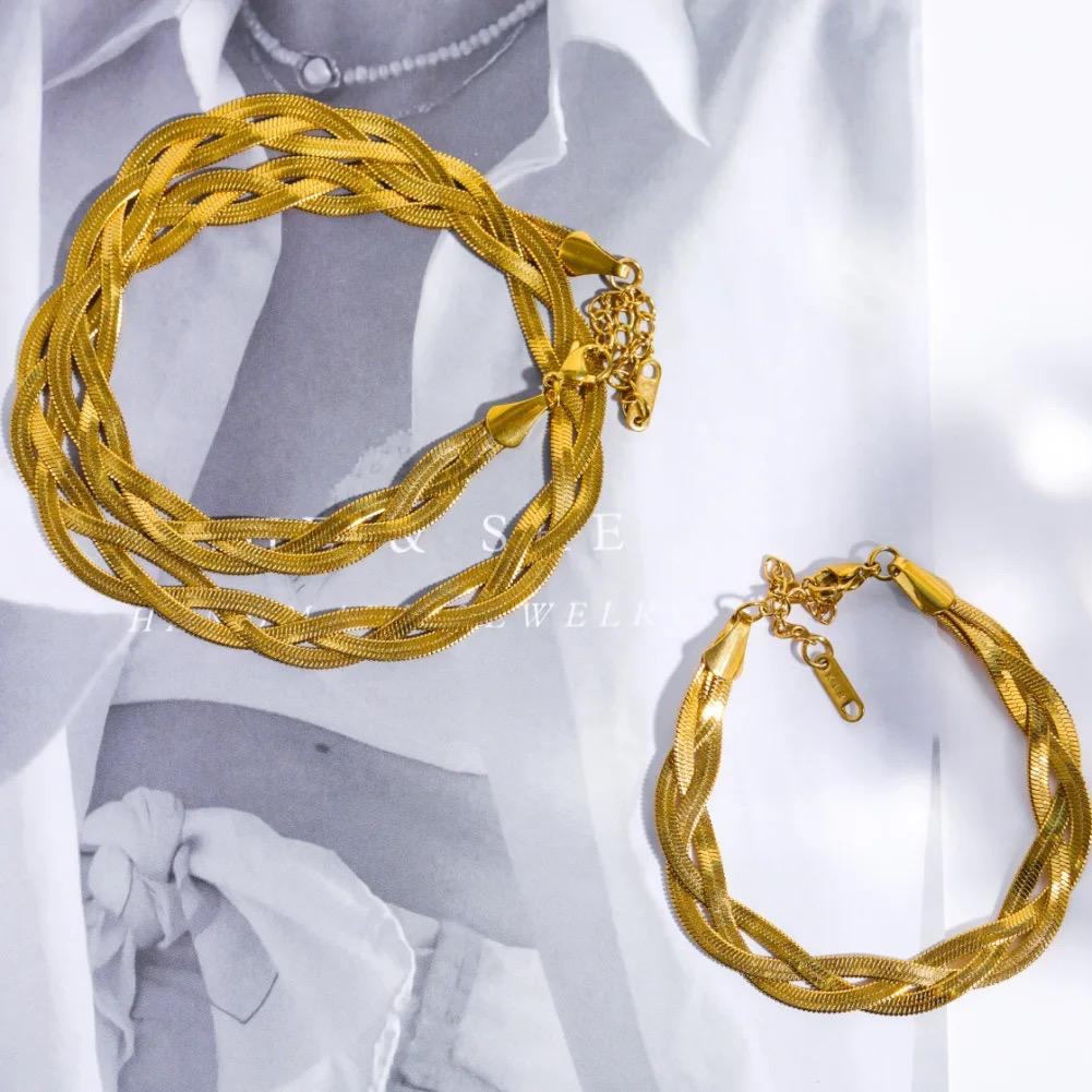 Triple Check Chain Bracelet and Necklace