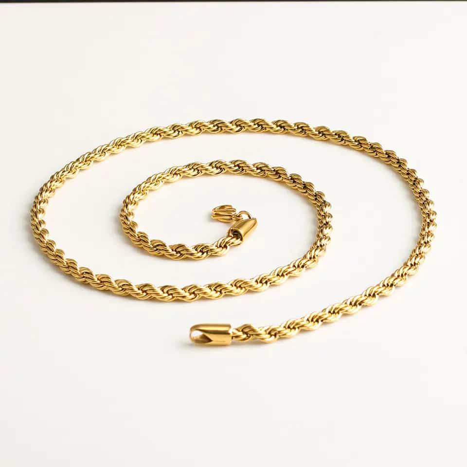 Rope Chain Necklace and Bracelet High quality stainless steel waterproof