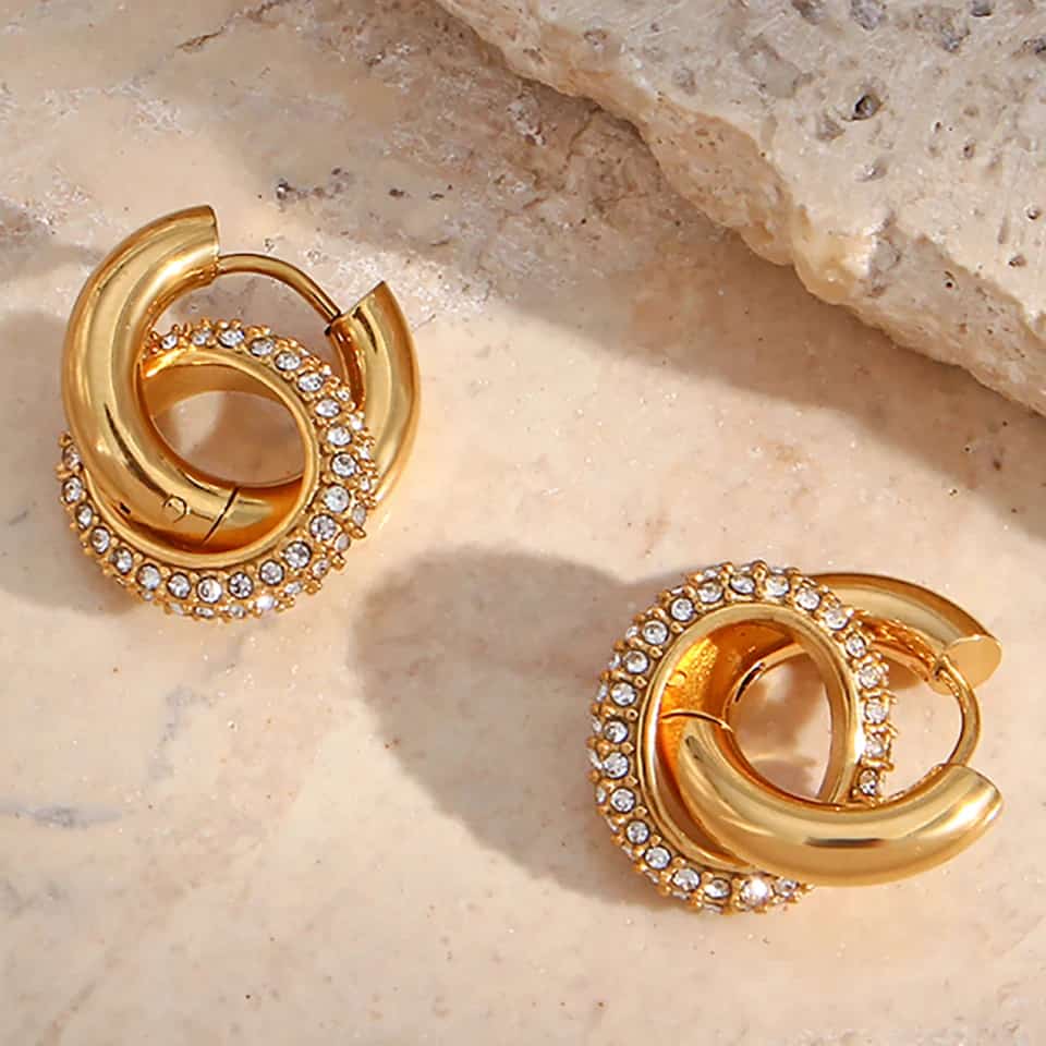Zircons luxury design earrings waterproof trash free