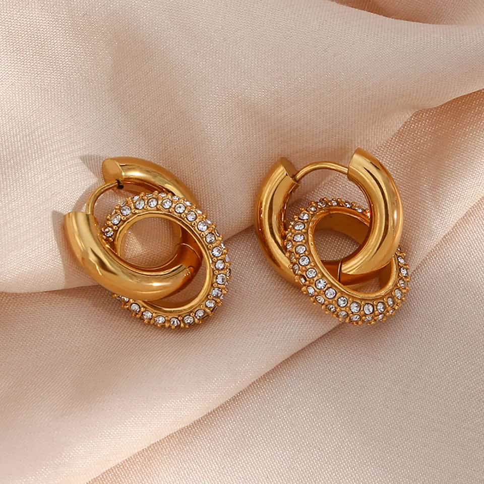 Zircons luxury design earrings waterproof trash free