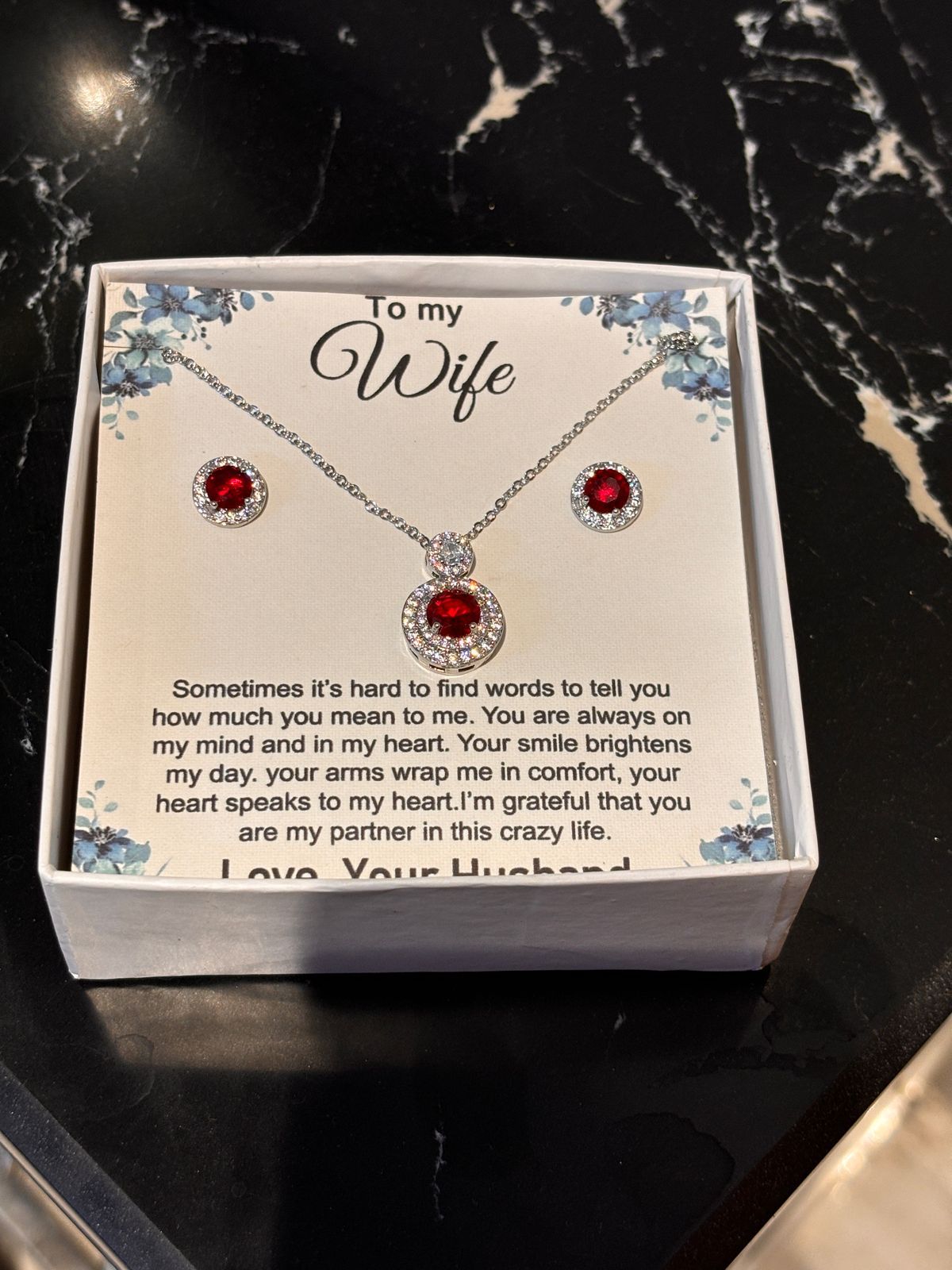 925 silver coated pendant set wife gift box