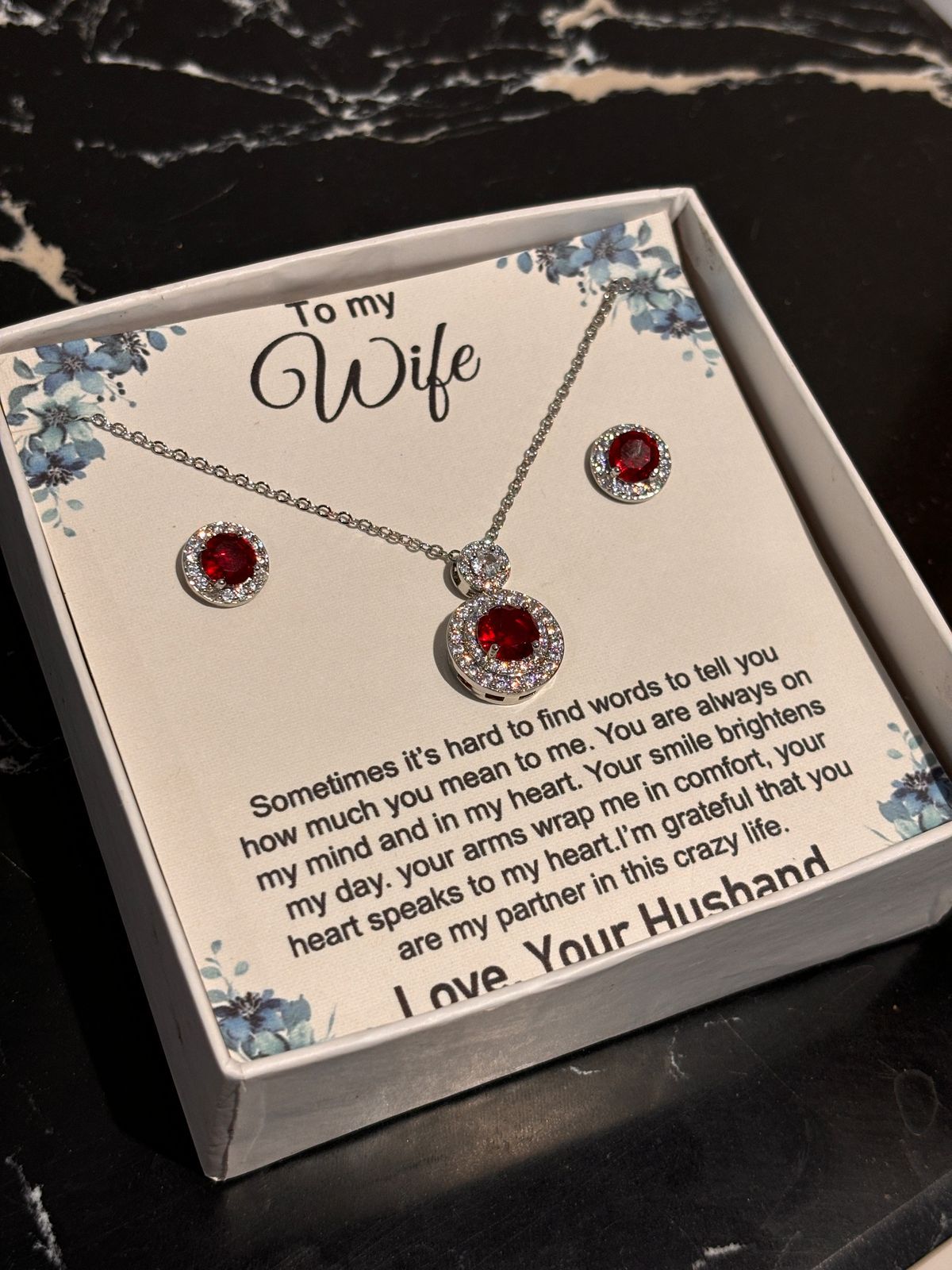 925 silver coated pendant set wife gift box