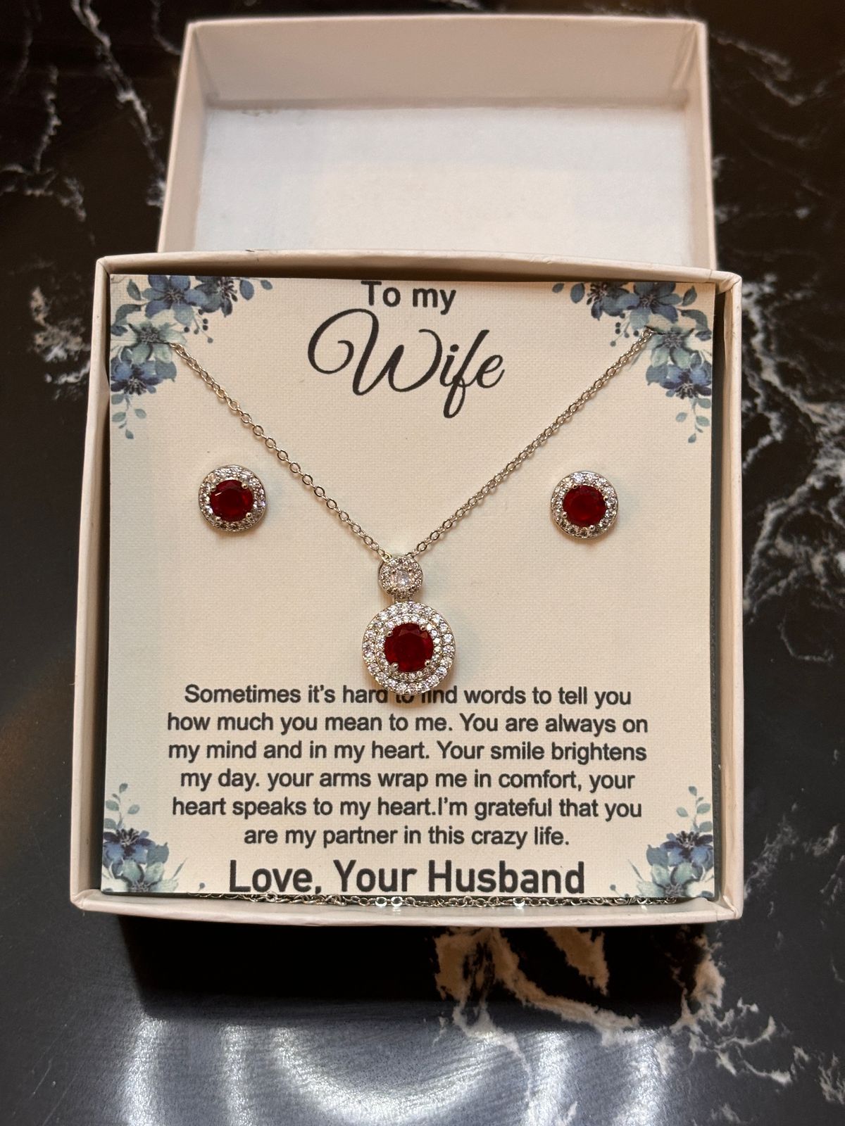 925 silver coated pendant set wife gift box