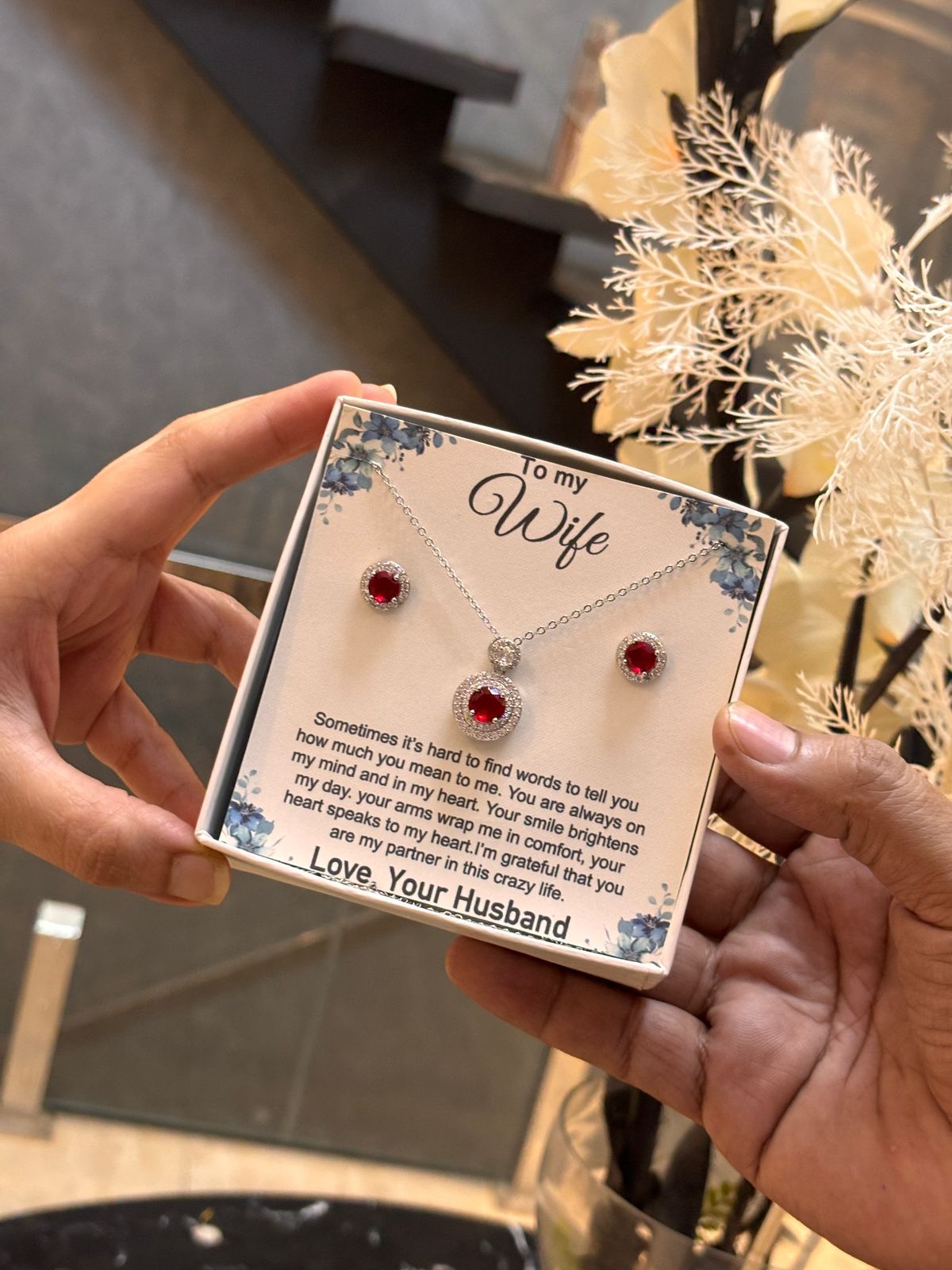 925 silver coated pendant set wife gift box