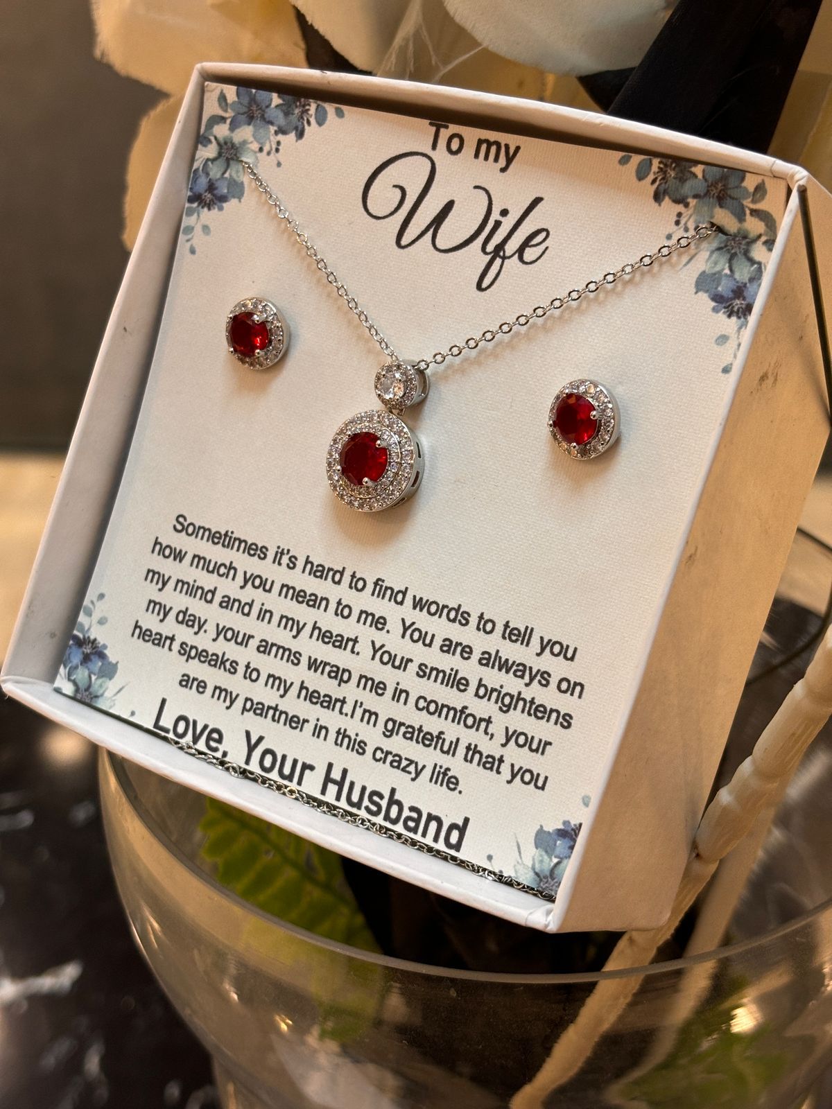 925 silver coated pendant set wife gift box