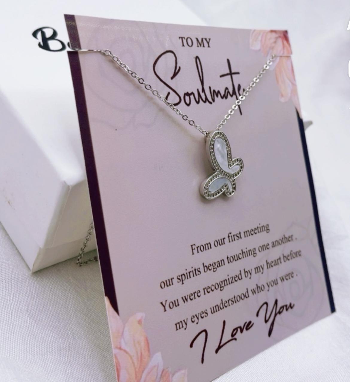 Acrylic Butterfly pendant Soulmate gift box