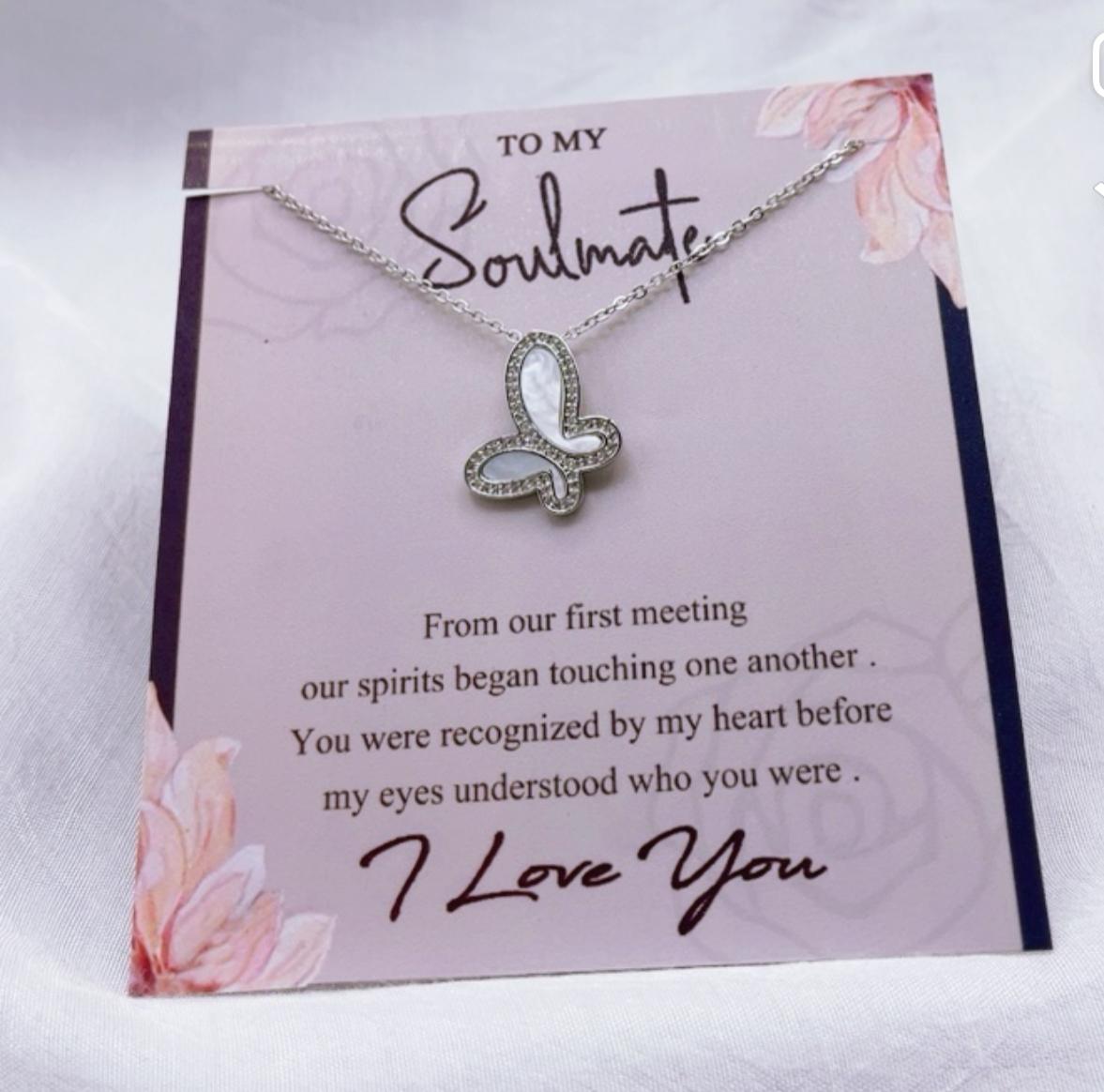 Acrylic Butterfly pendant Soulmate gift box