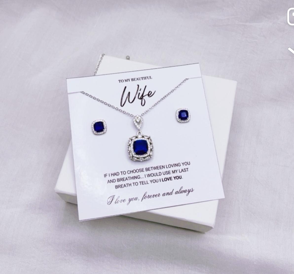 925 silver coated Zirconic pendant set wife gift box