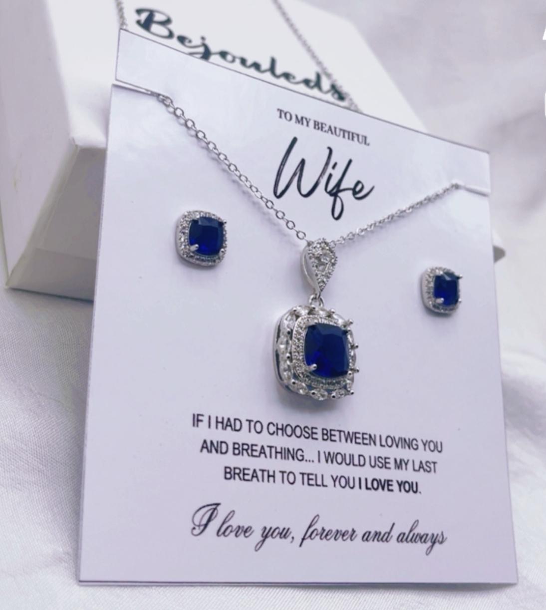 925 silver coated Zirconic pendant set wife gift box