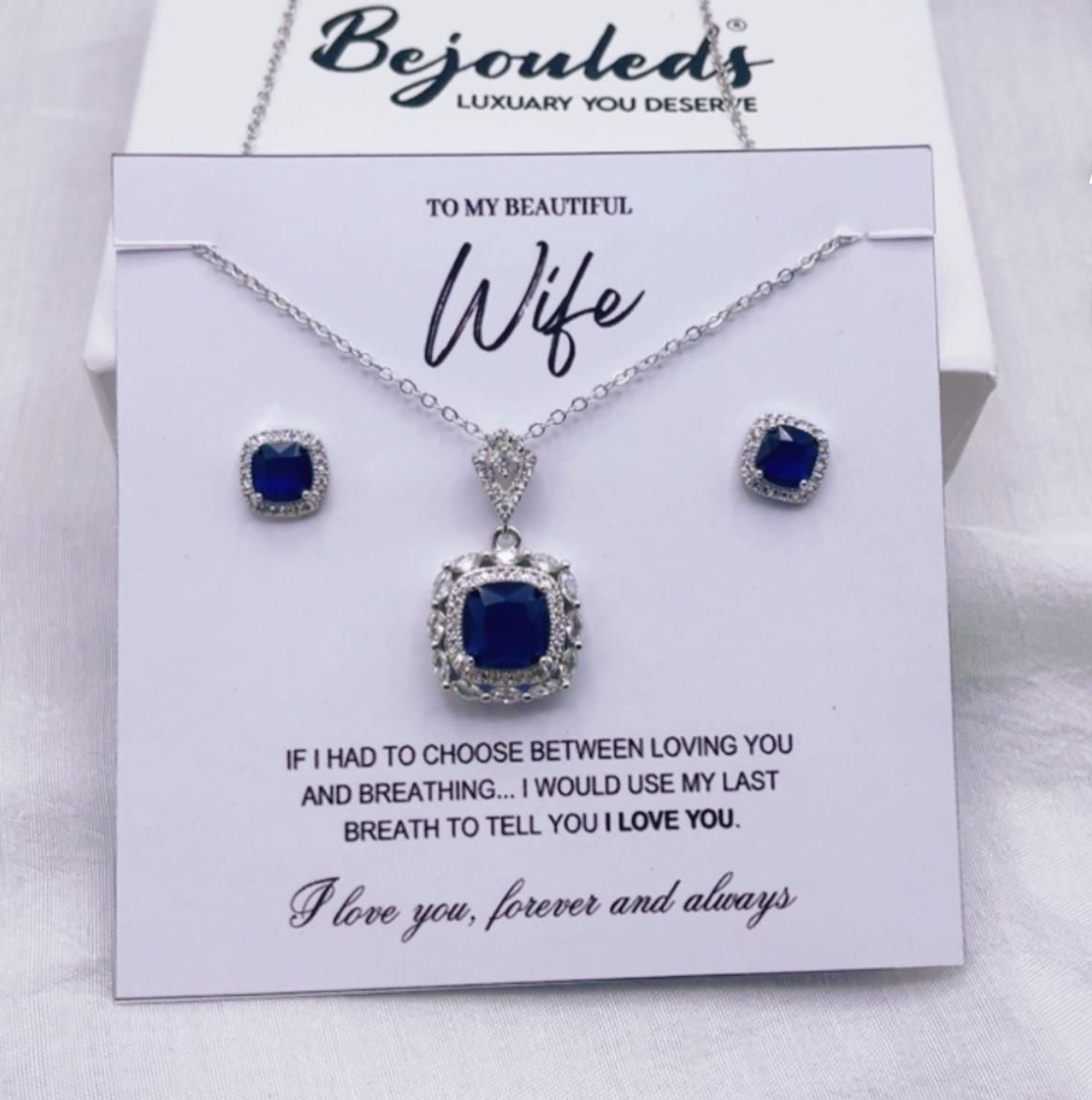 925 silver coated Zirconic pendant set wife gift box