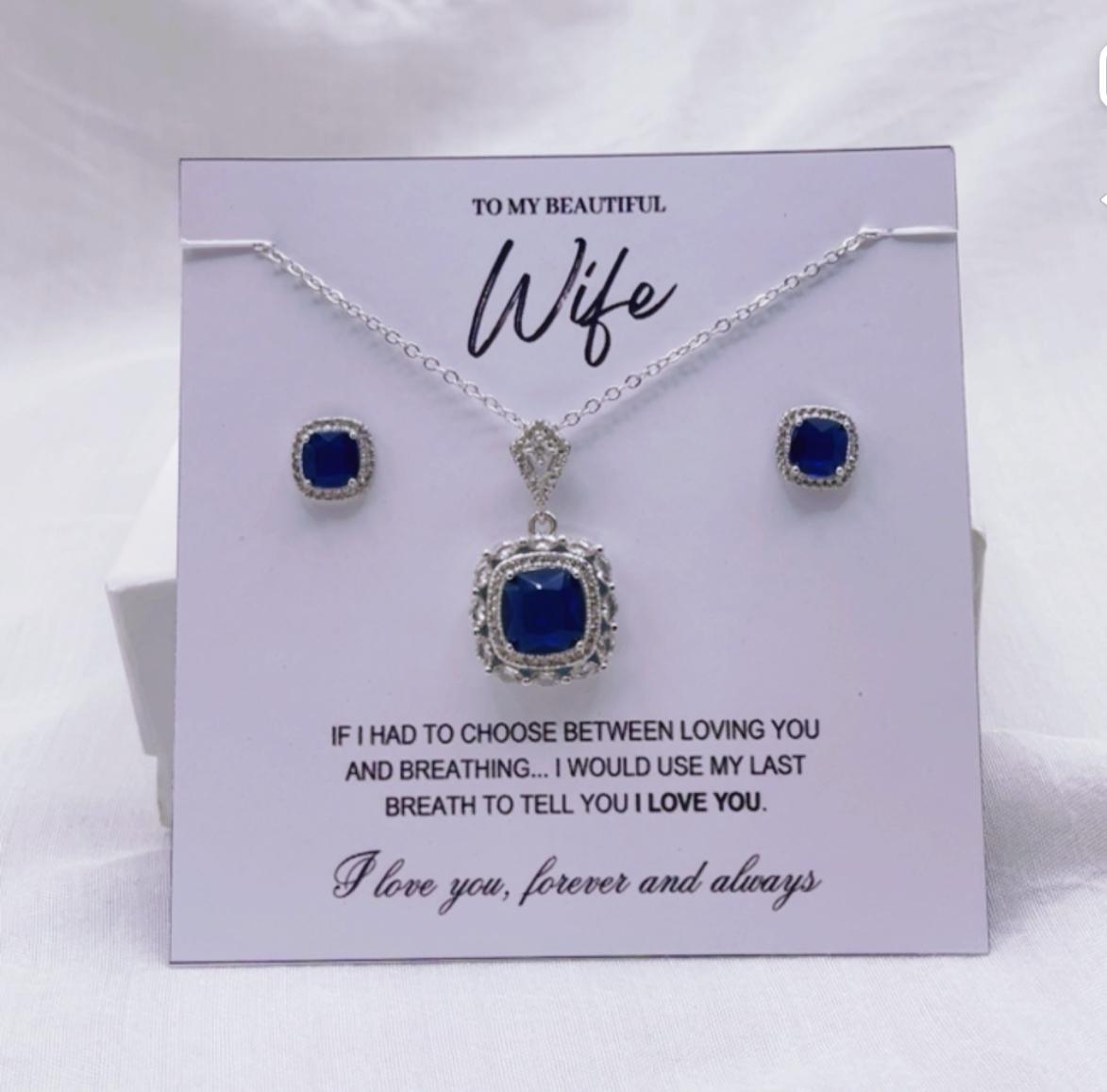 925 silver coated Zirconic pendant set wife gift box