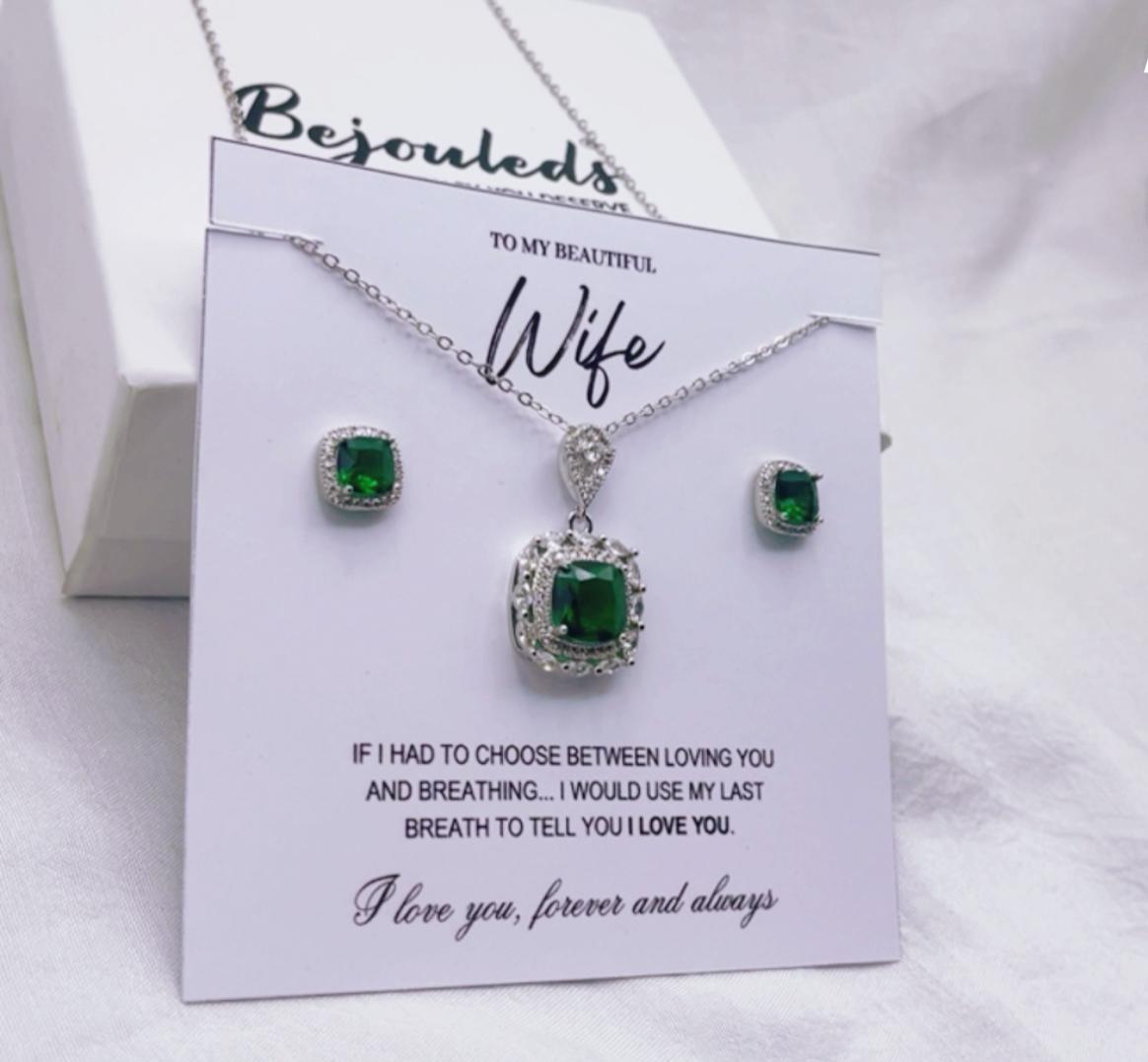 925 silver coated Zirconic pendant set wife gift box