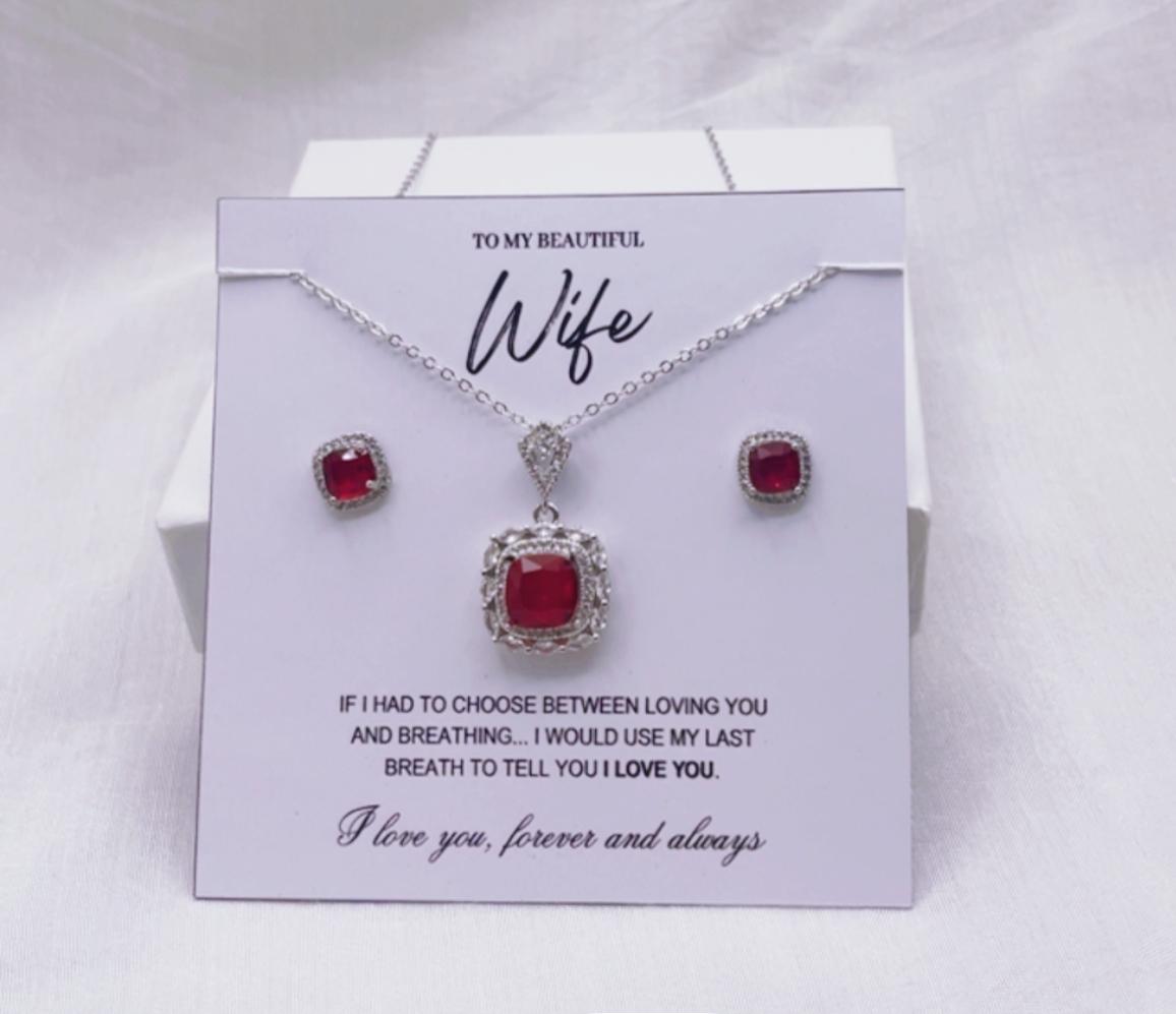 925 silver coated Zirconic pendant set wife gift box