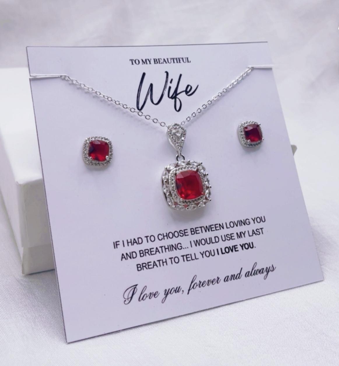 925 silver coated Zirconic pendant set wife gift box