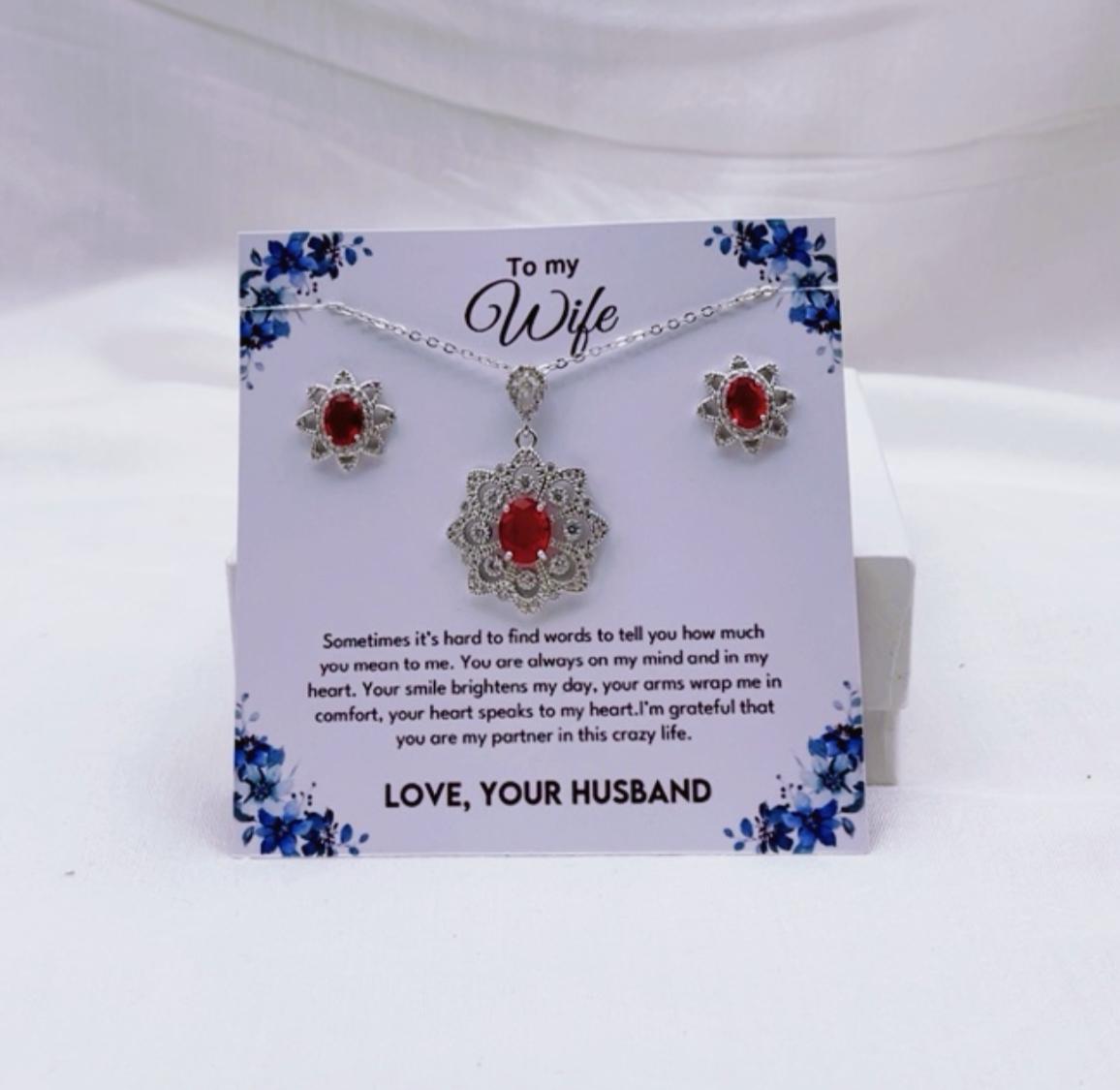925 silver coated Flower pendant set wife gift box
