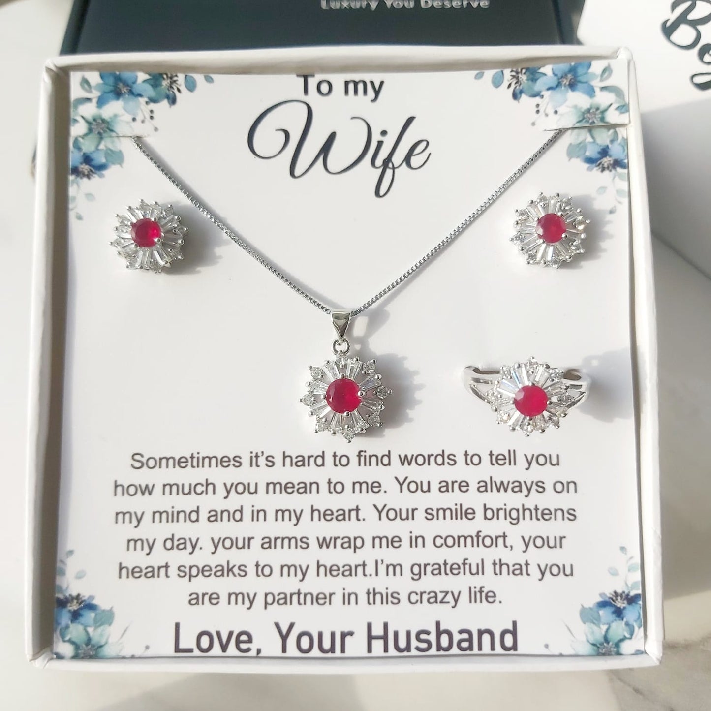 Bracket Zircons 925 silver coated pendant set wife gift box