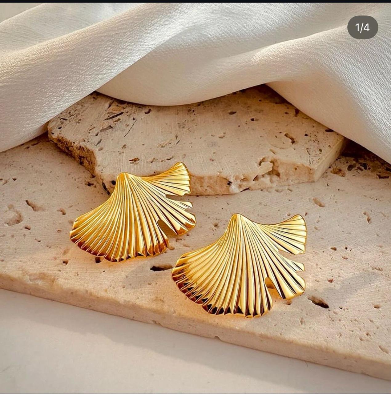 Gold Feather Earrings