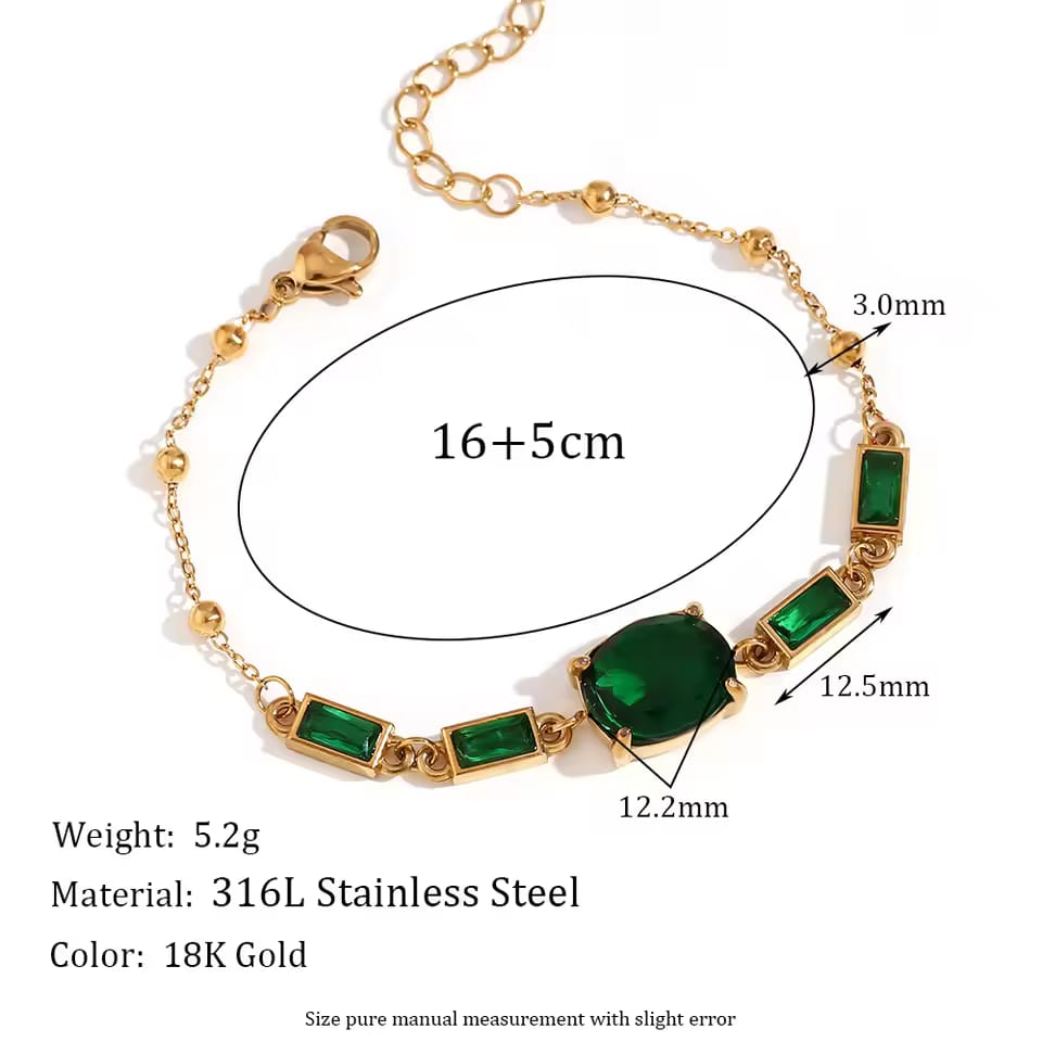Oval Bracket Green Gemstone