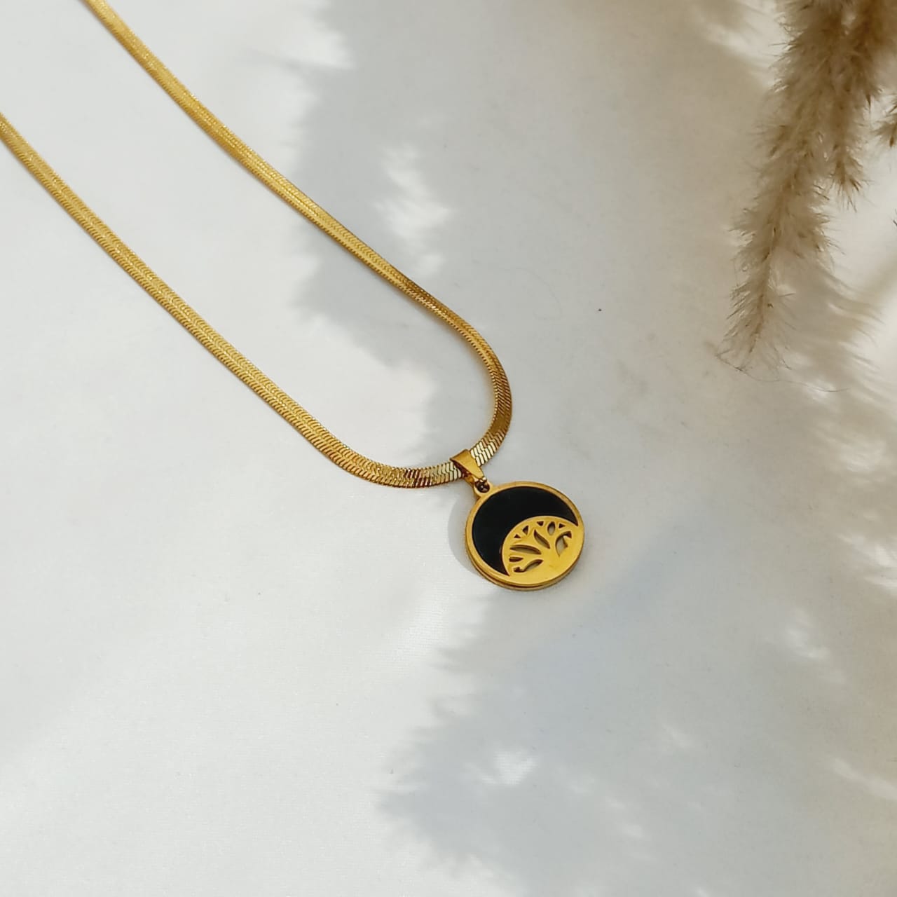 Gold Acrylic Tree Pendant