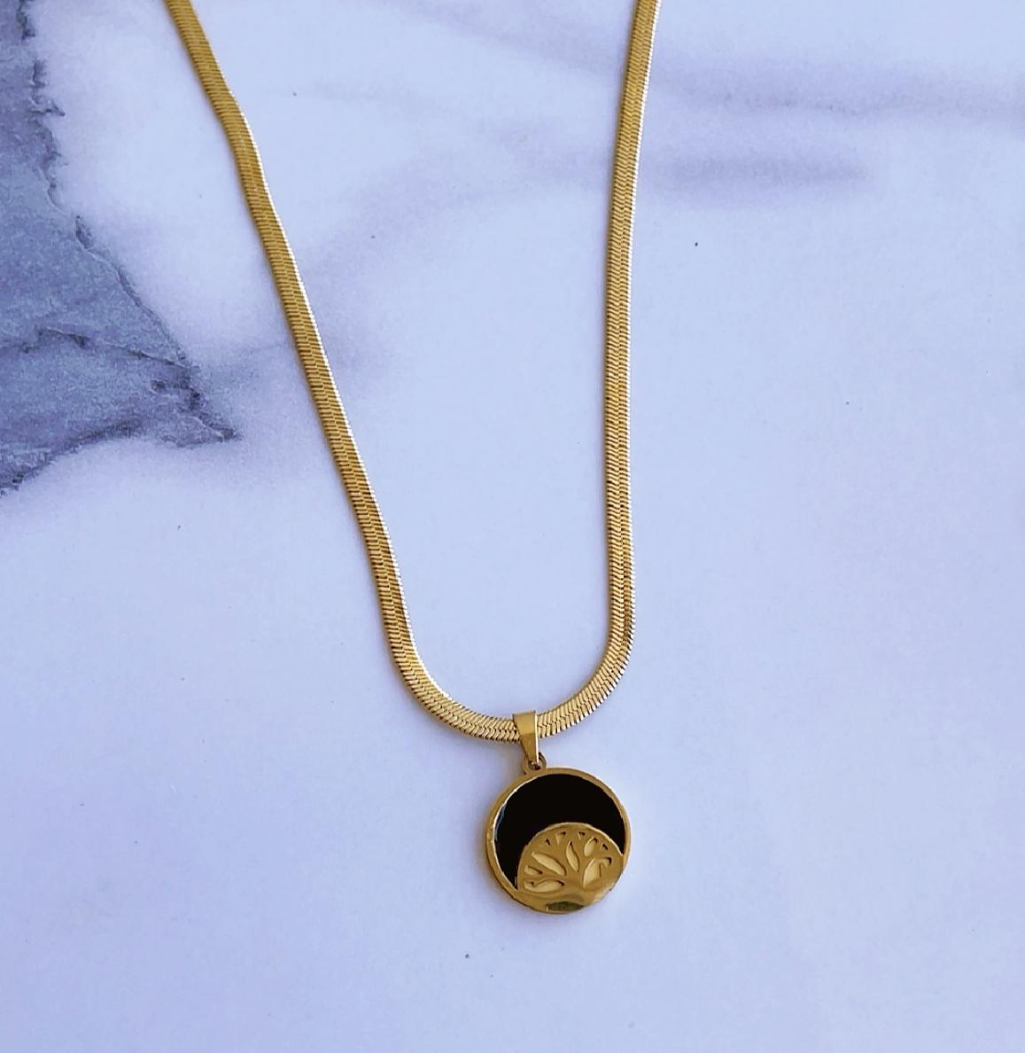 Gold Acrylic Tree Pendant
