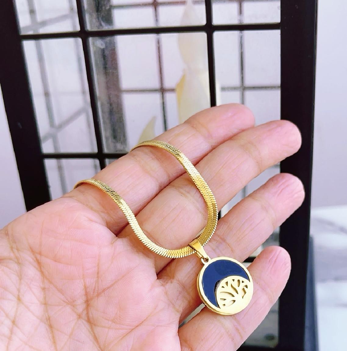 Gold Acrylic Tree Pendant