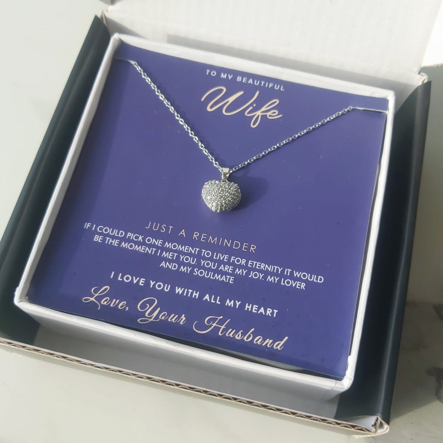 Heart Zircon pendant wife gift box