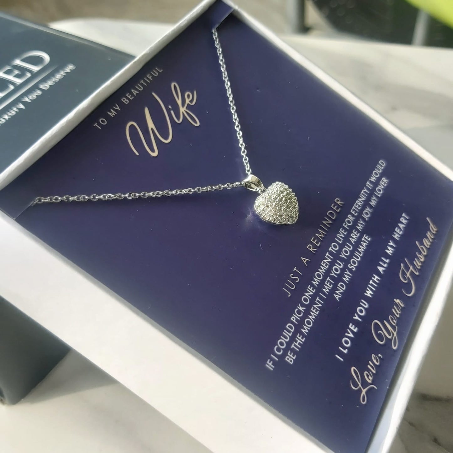 Heart Zircon pendant wife gift box