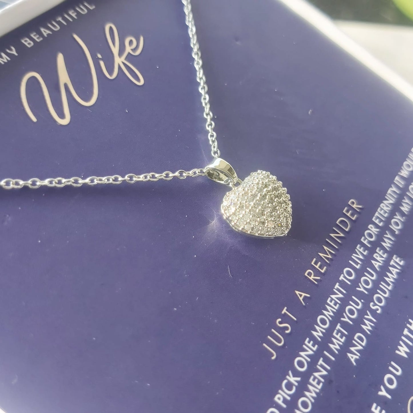 Heart Zircon pendant wife gift box