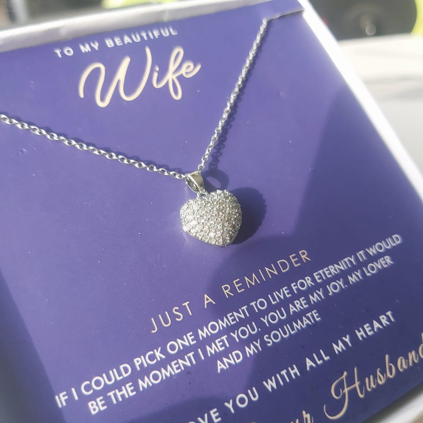 Heart Zircon pendant wife gift box