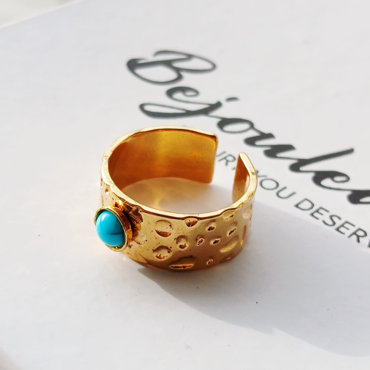 Adjustable Small Feroza Stone Ring