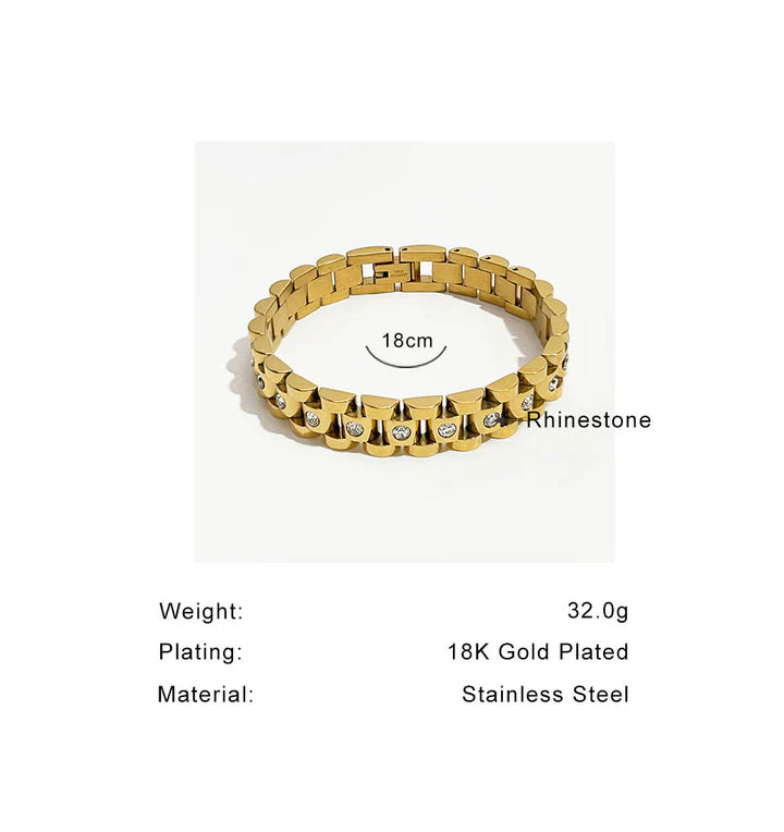 Stainless steel Gold charming Zirconic hand chain bracelet