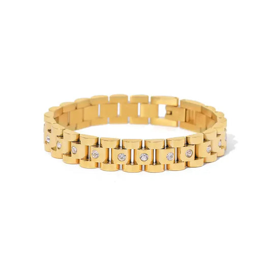 Stainless steel Gold charming Zirconic  hand chain bracelet