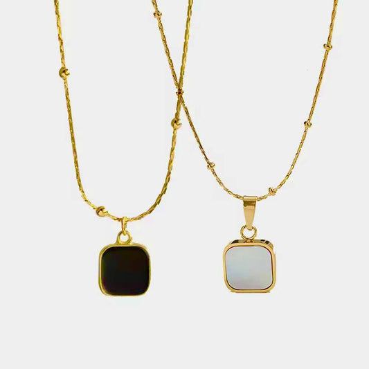 Black & white Square tow side Necklace