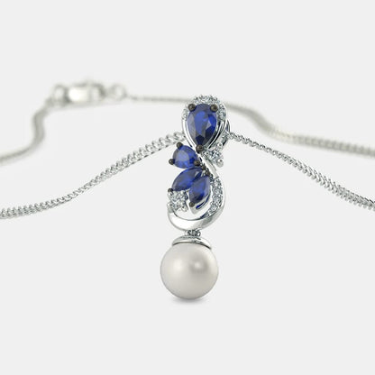 Blue Safire with Fresh Water Pearl pendant