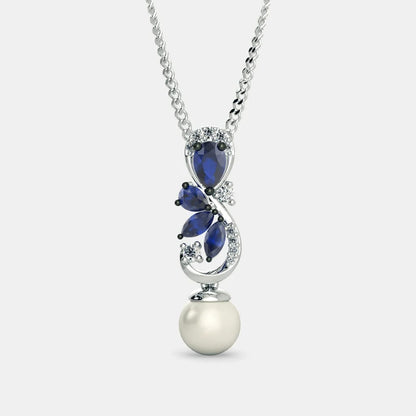 Blue Safire with Fresh Water Pearl pendant