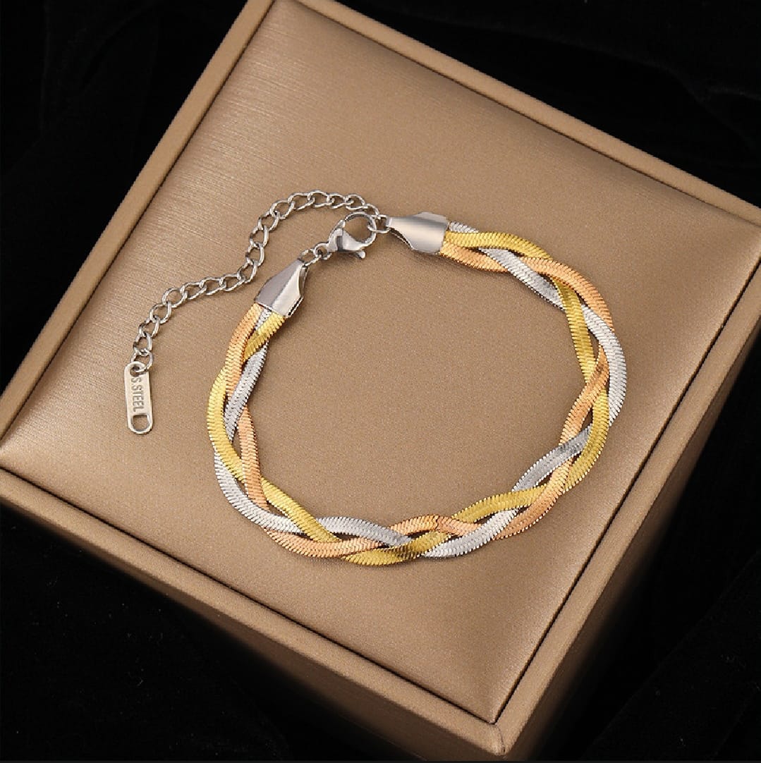 Triple Check Chain Rose Gold Bracelet