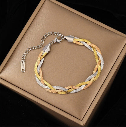 Triple Check Chain Rose Gold Bracelet