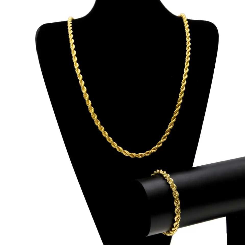Rope Chain Necklace and Bracelet High quality stainless steel waterproof