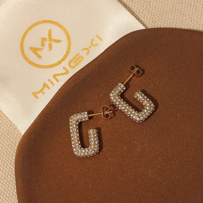 CZ Zircon Geometric round Earrings
