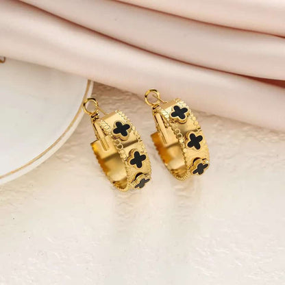 Clover Leaf 18k Gold plated Hoops