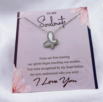 Acrylic Butterfly pendant Soulmate gift box